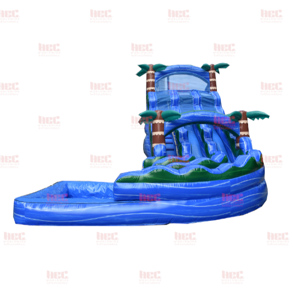 18 Foot Blue Hurricane® Double Lane Deep Pool J-Series Curved Slide
