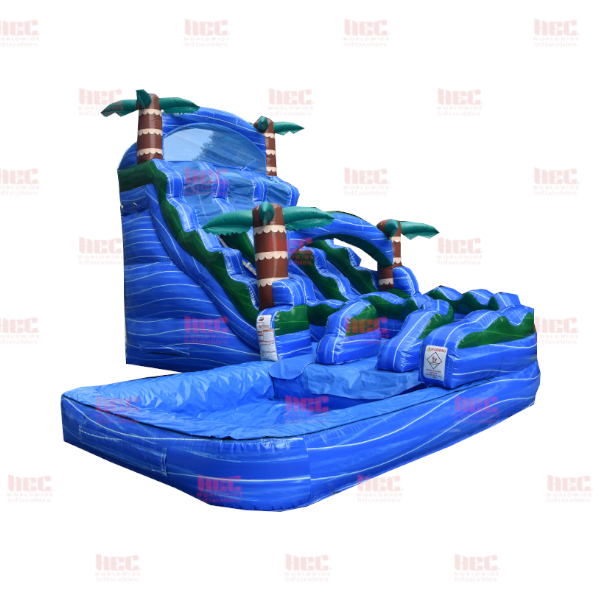 18 Foot Blue Hurricane® Double Lane Deep Pool J-Series Curved Slide