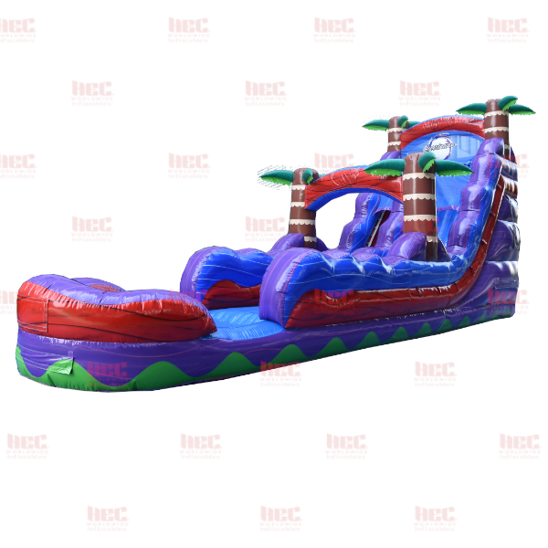 Piscina inflable de un solo carril Tropical Hurricane® de 18 pies con carril extendido en color rojo mármol
