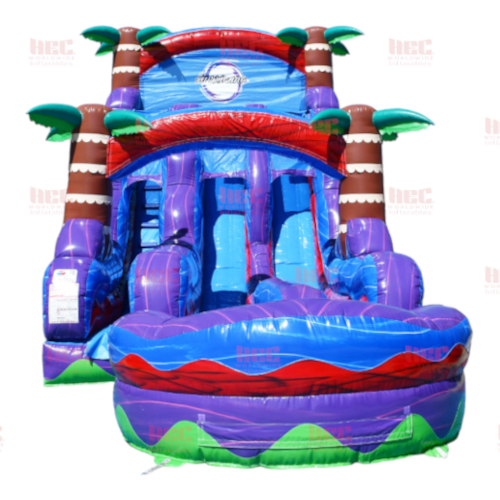 Piscina profunda de un solo carril Tropical Hurricane® de 18 pies color rojo mármol