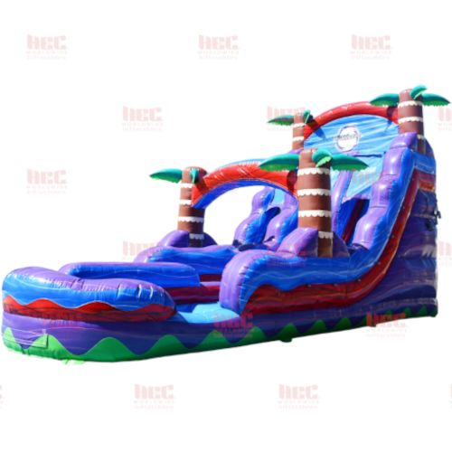 18 Foot Tropical Hurricane® Double Lane Inflated Pool Marble Red