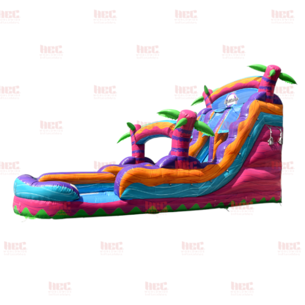 Piscina profunda de un solo carril Tropical Hurricane® de 18 pies color rojo mármol