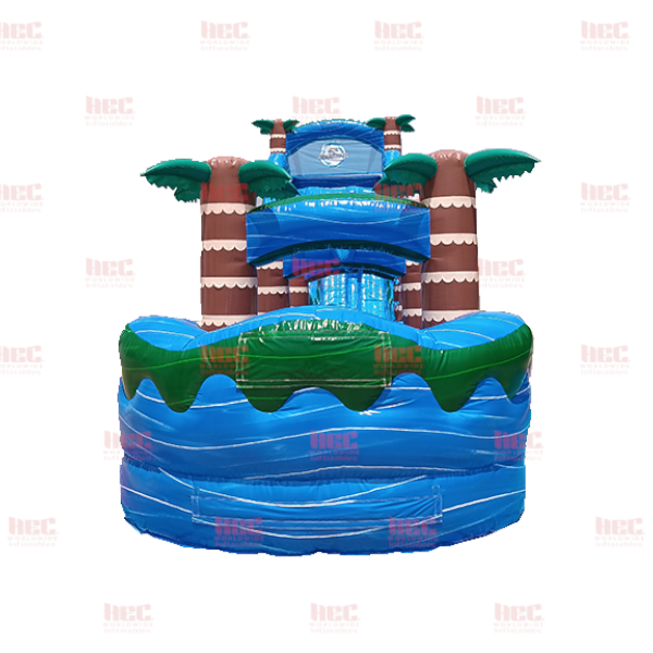 Piscina inflable de dos carriles con tobogán y resbaladilla Blue Hurricane® de 22 pies