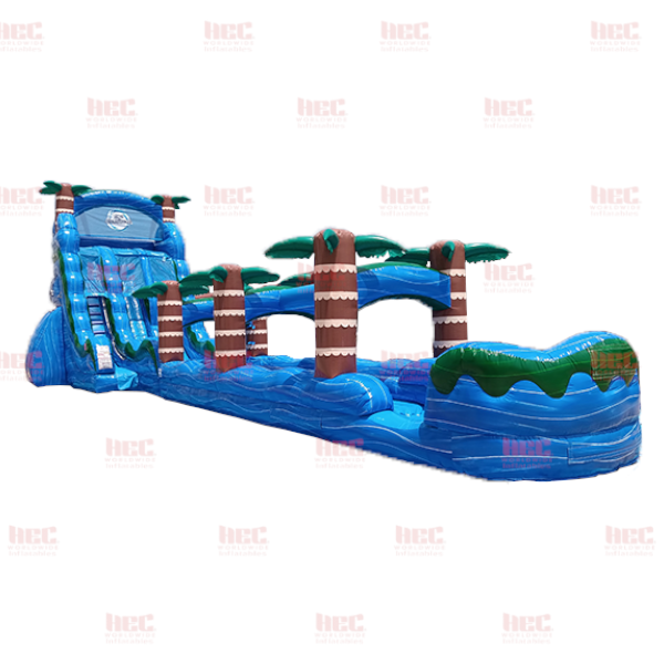 22 Foot Blue Hurricane® Double Lane Inflated Pool with Slip and Slide