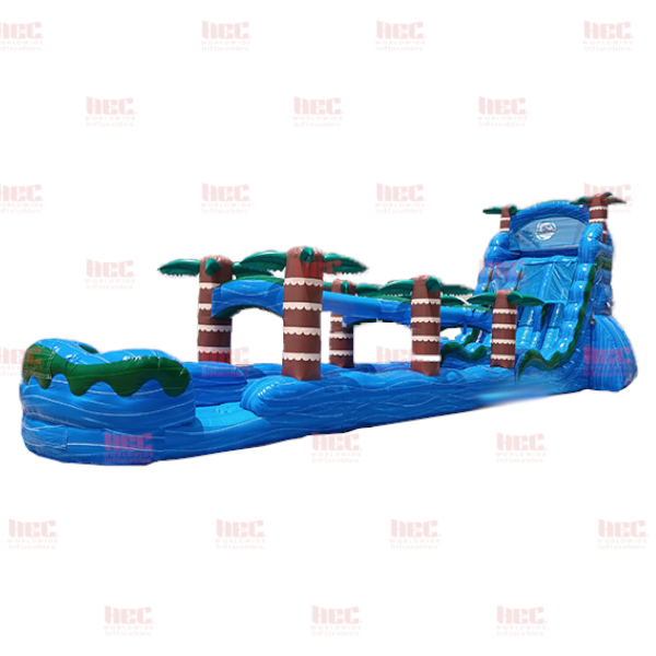 22 Foot Blue Hurricane® Double Lane Inflated Pool with Slip and Slide