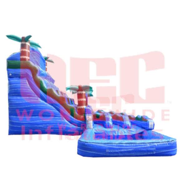 Tobogán curvo de la serie J para piscina profunda de dos carriles Blue Hurricane de 22 pies
