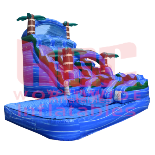 Tobogán curvo de la serie J para piscina profunda de dos carriles Blue Hurricane de 22 pies