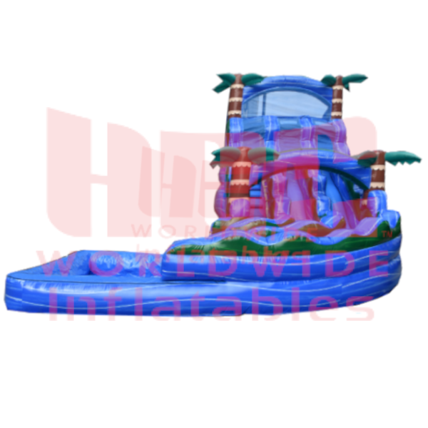 Tobogán curvo de la serie J para piscina profunda de dos carriles Blue Hurricane de 22 pies