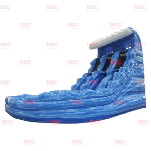 22 Foot Blue Wave Hurricane Double Lane Inflated Pool J-Series Curved Slide