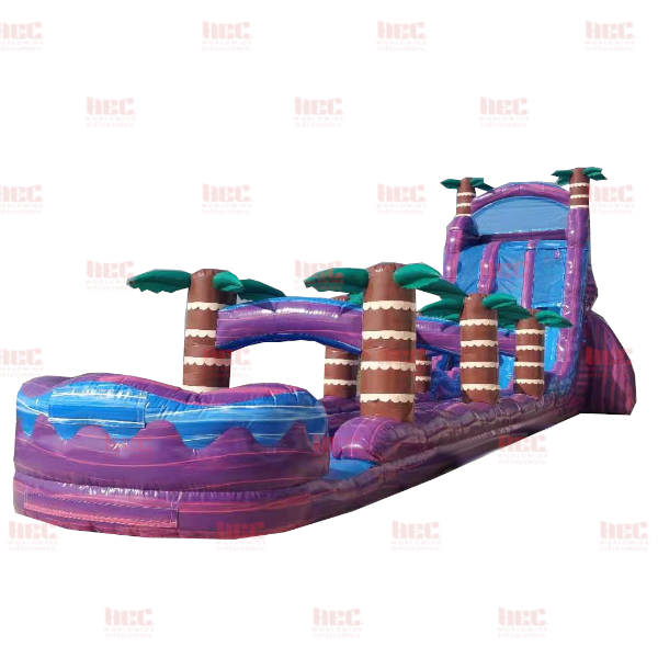 Piscina inflable de dos carriles Purple Hurricane® de 22 pies con tobogán