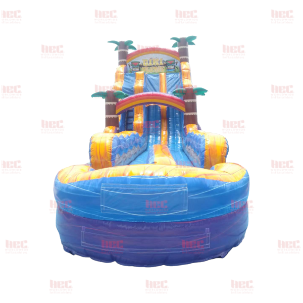 22 Foot Tiki Plunge® Double Lane Inflated Pool Extended Lane Purple Base