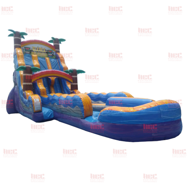 22 Foot Tiki Plunge® Double Lane Inflated Pool Extended Lane Purple Base