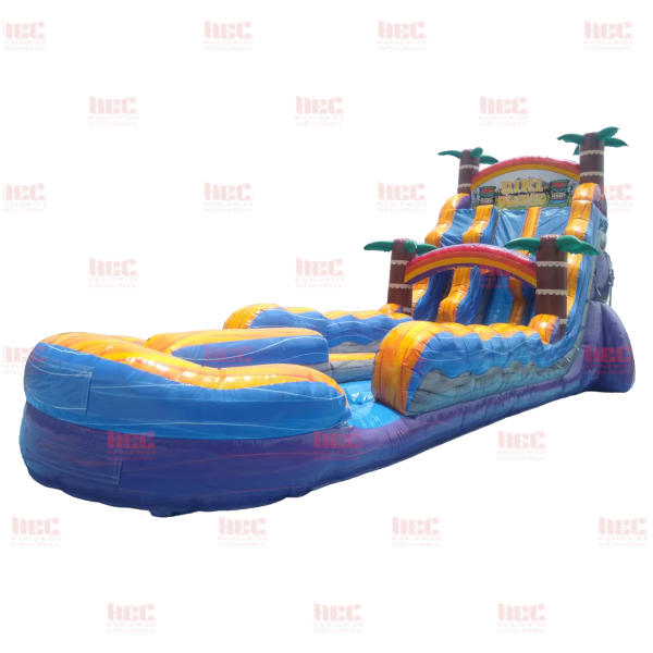 22 Foot Tiki Plunge® Double Lane Inflated Pool Extended Lane Purple Base