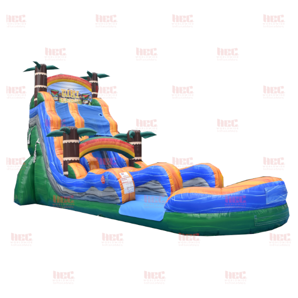 Piscina inflable de un solo carril Tiki Plunge® de 22 pies con base de mármol verde