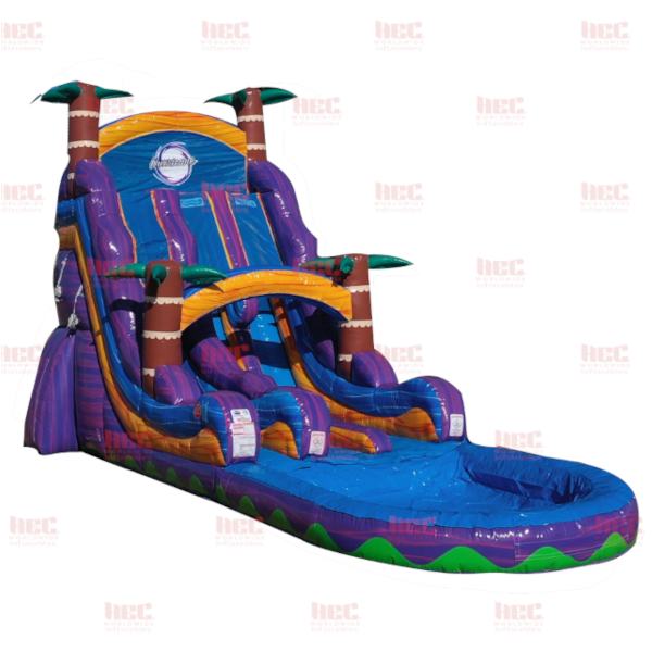 Piscina profunda de 22 pies con dos carriles Tropical Hurricane® color naranja mármol