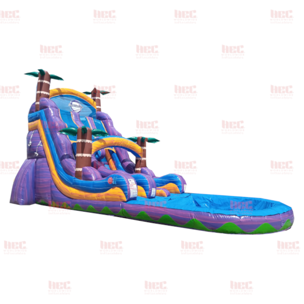 Piscina profunda de 22 pies con dos carriles Tropical Hurricane® color naranja mármol