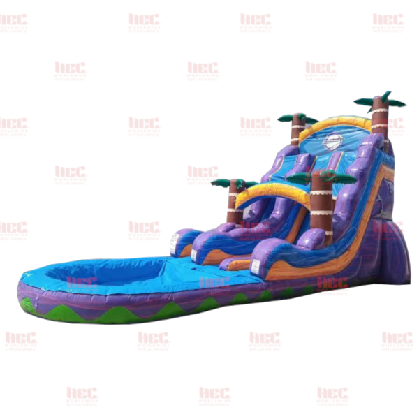Piscina profunda de 22 pies con dos carriles Tropical Hurricane® color naranja mármol