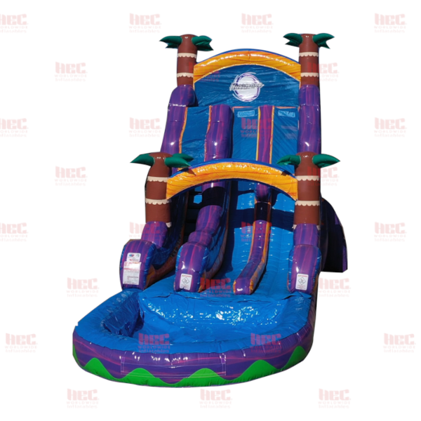 Piscina profunda de 22 pies con dos carriles Tropical Hurricane® color naranja mármol