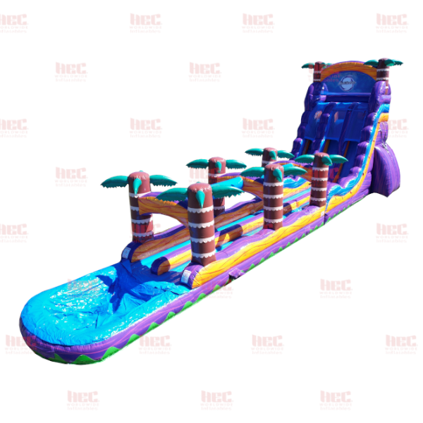 Piscina profunda de 22 pies con dos carriles y tobogán Tropical Hurricane® color naranja mármol