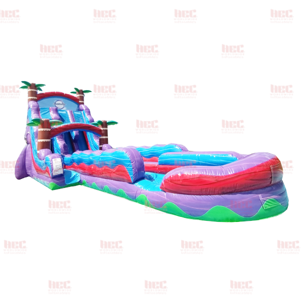 22 Foot Tropical Hurricane® Double Lane Inflated Pool Extended Lane Marble Red