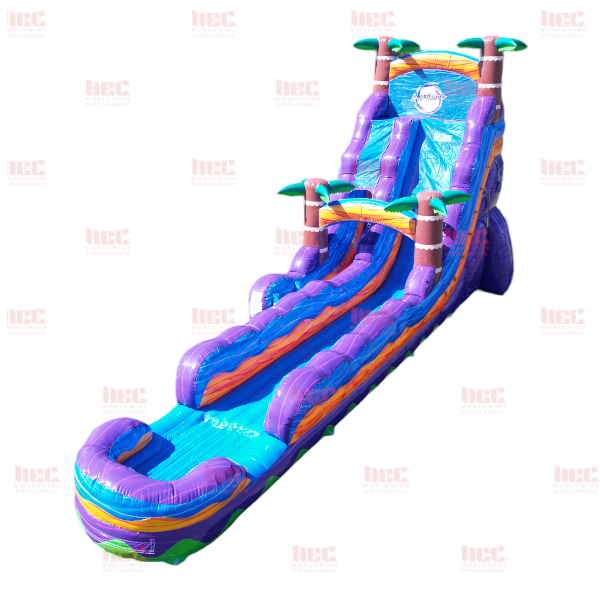 Piscina inflable de un solo carril Tropical Hurricane® de 22 pies con carril extendido y mármol naranja