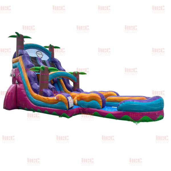 Piscina inflable de 22 pies con dos carriles Tropical Hurricane® color naranja mármol