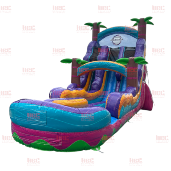 Piscina inflable de 22 pies con dos carriles Tropical Hurricane® color naranja mármol