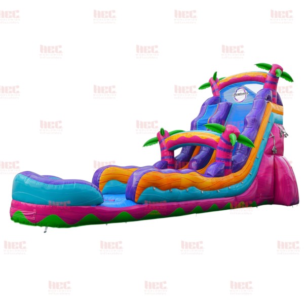 22 Foot Tropical Hurricane Single Lane Inflated Pool Marble Pink