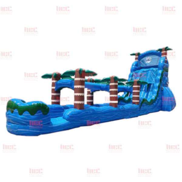 Piscina inflable de dos carriles con tobogán y tobogán Blue Hurricane® de 24 pies