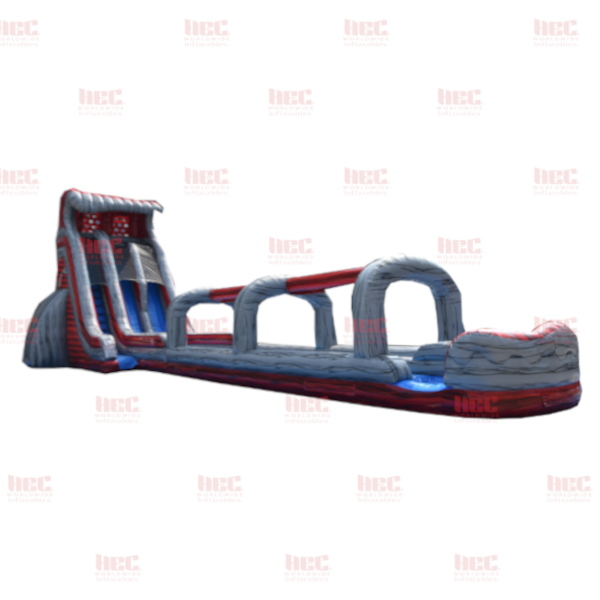24 Foot Lava Slide Double Lane Inflated Pool with Slip and Slide