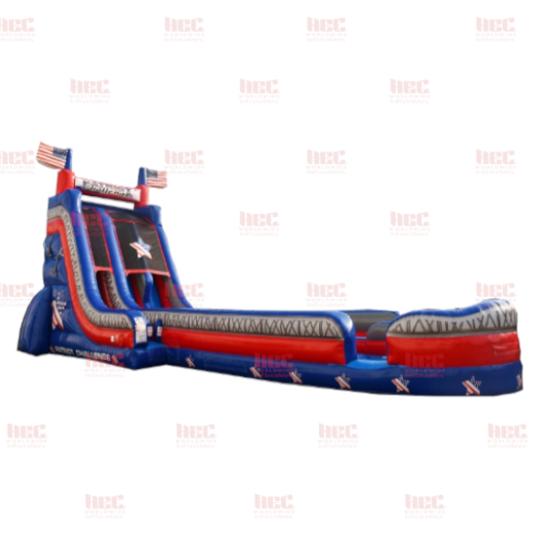 24 Foot Patriot Challenge Double Lane Inflated Pool 1 Piece