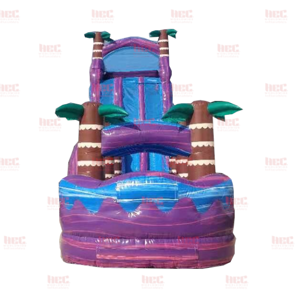 Piscina inflable de dos carriles Purple Hurricane® de 27 pies con tobogán