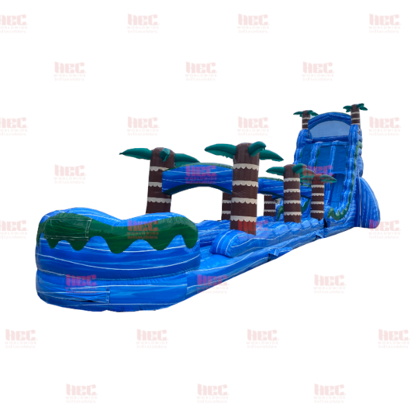 27 Foot Blue Hurricane® Double Lane Inflated Pool with Slip and Slide