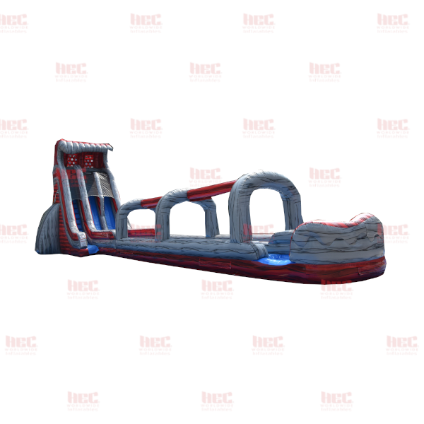 27 Foot Lava Slide Double Lane Inflated Pool with Slip and Slide