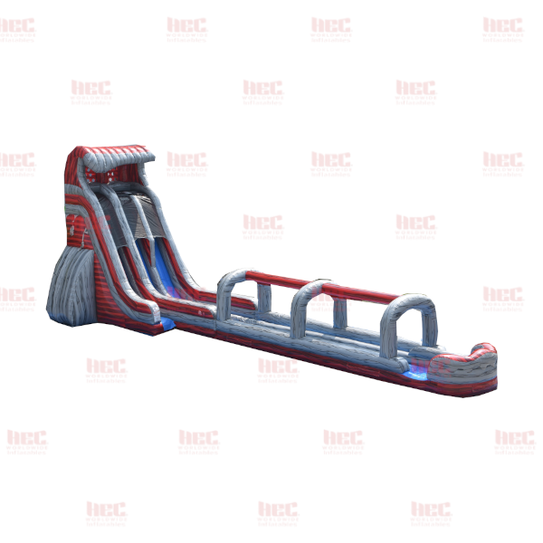 Piscina inflable de dos carriles con tobogán de lava de 27 pies con tobogán y resbaladilla