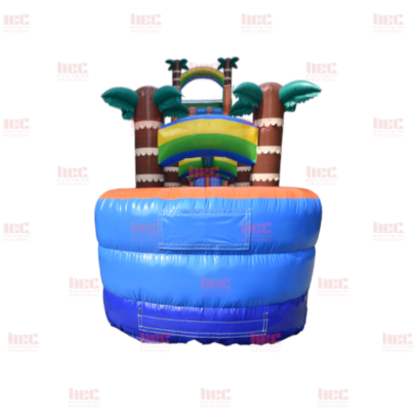 27 Foot Tropical Slide Double Lane Inflated Pool with Slip and Slide