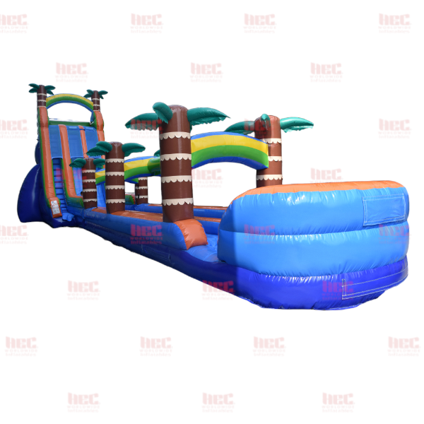 27 Foot Tropical Slide Double Lane Inflated Pool with Slip and Slide
