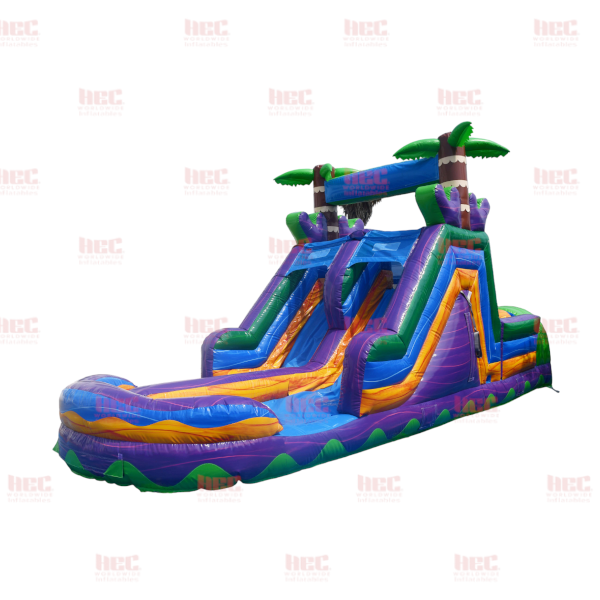 Piscina inflable con pista de obstáculos de 30 pies, húmeda y seca