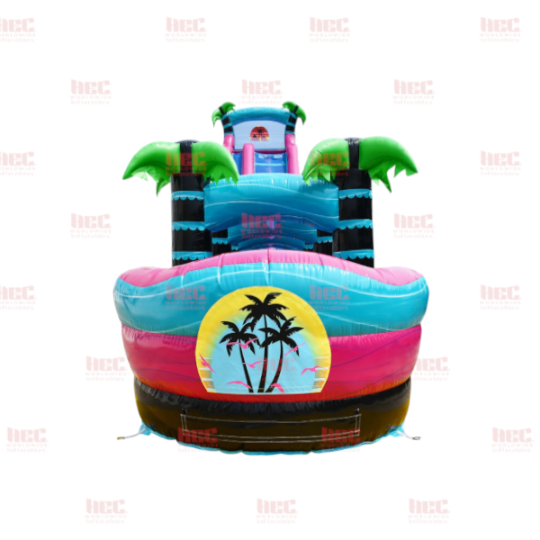 Piscina inflable de dos carriles Dolphin Splash™ de 27 pies con tobogán