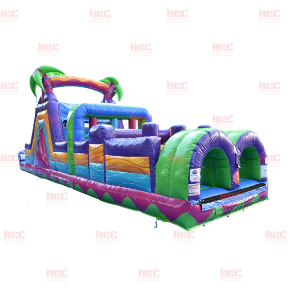40 Foot Tropical Obstacle Course Wet / Dry Marble Pink