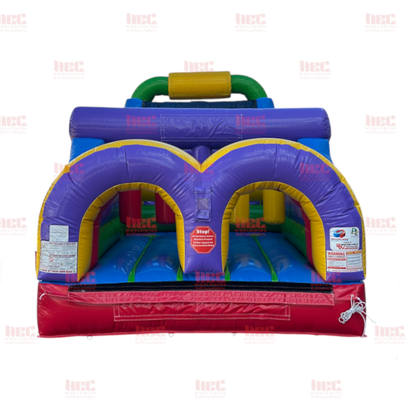 Piscina inflable con pista de obstáculos para jugadores de 45 pies, piso elevado, húmeda y seca