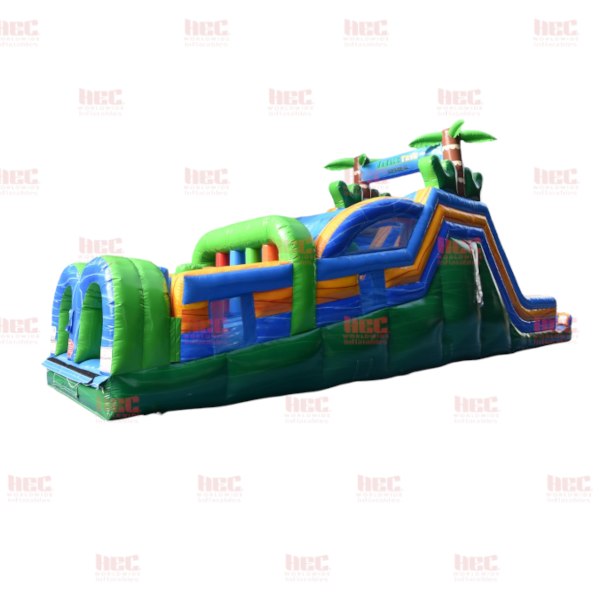 45 Foot Jungle Trek Obstacle Course Inflated Pool Elevated Floor Wet and Dry