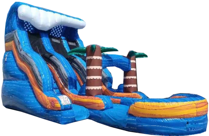 16 Foot Blue Plummet Double Lane Slide Inflated Pool
