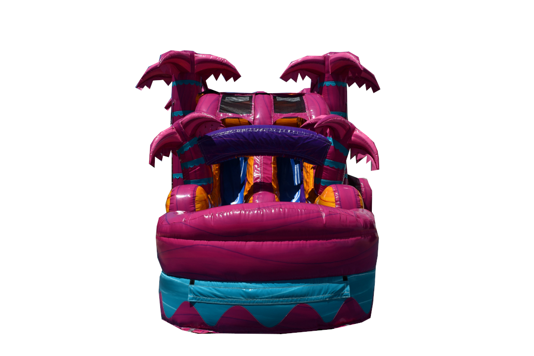 Tropical Pink Combo Double Lane Inflated Pool Wet/Dry (Copy)