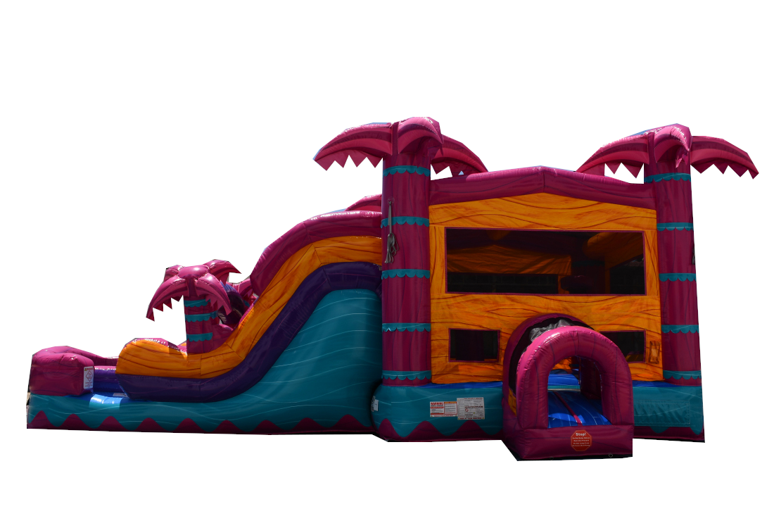 Tropical Pink Combo Double Lane Inflated Pool Wet/Dry (Copy)