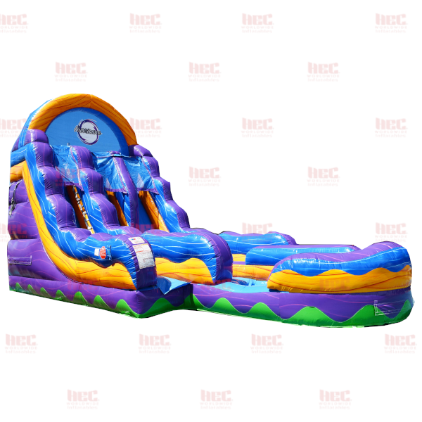 18 Foot Tropical Apex Hurricane ® Double Lane Inflated Pool Marble Orange