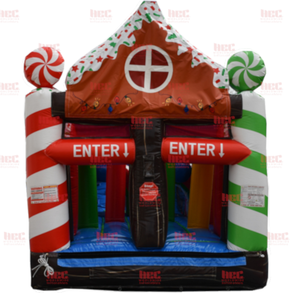 43 Foot Gingerbread Obstacle Course Inflated Pool Wet / Dry