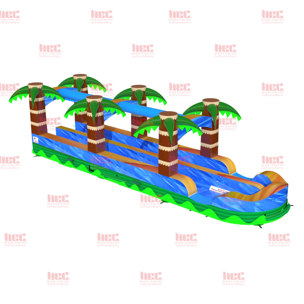 35 Foot Jungle Trek Double Lane Slip and Slide Inflated Pool