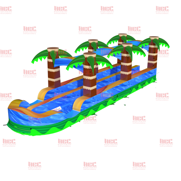 35 Foot Jungle Trek Double Lane Slip and Slide Inflated Pool