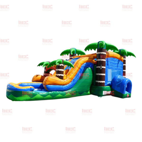 Jungle Trek Combo Double Lane Inflated Pool Wet/Dry